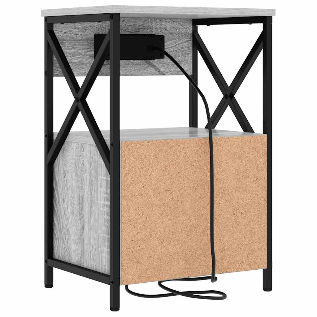 Nachttisch mit Ladestation 2 pcs Grau Sonoma 40 x 31 x 60 cm
